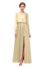 ColsBM Carey Cornhusk Bridesmaid Dresses Long Sleeve A-line Glamorous Split-Front Floor Length V-neck