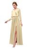 ColsBM Carey Cornhusk Bridesmaid Dresses Long Sleeve A-line Glamorous Split-Front Floor Length V-neck