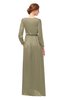 ColsBM Carey Cornstalk Bridesmaid Dresses Long Sleeve A-line Glamorous Split-Front Floor Length V-neck