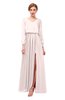 ColsBM Carey Creole Pink Bridesmaid Dresses Long Sleeve A-line Glamorous Split-Front Floor Length V-neck