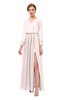 ColsBM Carey Creole Pink Bridesmaid Dresses Long Sleeve A-line Glamorous Split-Front Floor Length V-neck
