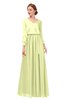 ColsBM Carey Daffodil Bridesmaid Dresses Long Sleeve A-line Glamorous Split-Front Floor Length V-neck