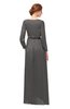 ColsBM Carey Dark Gull Gray Bridesmaid Dresses Long Sleeve A-line Glamorous Split-Front Floor Length V-neck