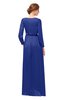 ColsBM Carey Electric Blue Bridesmaid Dresses Long Sleeve A-line Glamorous Split-Front Floor Length V-neck