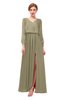 ColsBM Carey Ermine Bridesmaid Dresses Long Sleeve A-line Glamorous Split-Front Floor Length V-neck