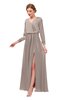 ColsBM Carey Etherea Bridesmaid Dresses Long Sleeve A-line Glamorous Split-Front Floor Length V-neck