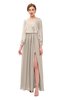 ColsBM Carey Fawn Bridesmaid Dresses Long Sleeve A-line Glamorous Split-Front Floor Length V-neck