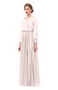 ColsBM Carey Fresh Salmon Bridesmaid Dresses Long Sleeve A-line Glamorous Split-Front Floor Length V-neck