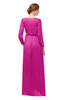 ColsBM Carey Hot Pink Bridesmaid Dresses Long Sleeve A-line Glamorous Split-Front Floor Length V-neck