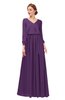 ColsBM Carey Imperial Purple Bridesmaid Dresses Long Sleeve A-line Glamorous Split-Front Floor Length V-neck