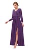 ColsBM Carey Imperial Purple Bridesmaid Dresses Long Sleeve A-line Glamorous Split-Front Floor Length V-neck