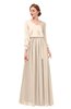 ColsBM Carey Linen Bridesmaid Dresses Long Sleeve A-line Glamorous Split-Front Floor Length V-neck