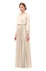 ColsBM Carey Linen Bridesmaid Dresses Long Sleeve A-line Glamorous Split-Front Floor Length V-neck