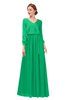 ColsBM Carey Mint Bridesmaid Dresses Long Sleeve A-line Glamorous Split-Front Floor Length V-neck