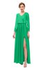 ColsBM Carey Mint Bridesmaid Dresses Long Sleeve A-line Glamorous Split-Front Floor Length V-neck
