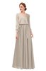 ColsBM Carey Mushroom Bridesmaid Dresses Long Sleeve A-line Glamorous Split-Front Floor Length V-neck