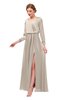 ColsBM Carey Mushroom Bridesmaid Dresses Long Sleeve A-line Glamorous Split-Front Floor Length V-neck