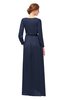 ColsBM Carey Navy Blue Bridesmaid Dresses Long Sleeve A-line Glamorous Split-Front Floor Length V-neck