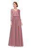 ColsBM Carey Nectar Pink Bridesmaid Dresses Long Sleeve A-line Glamorous Split-Front Floor Length V-neck
