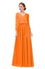 ColsBM Carey Orange Bridesmaid Dresses Long Sleeve A-line Glamorous Split-Front Floor Length V-neck