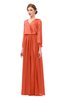 ColsBM Carey Persimmon Bridesmaid Dresses Long Sleeve A-line Glamorous Split-Front Floor Length V-neck