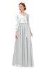 ColsBM Carey Platinum Bridesmaid Dresses Long Sleeve A-line Glamorous Split-Front Floor Length V-neck