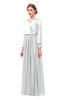 ColsBM Carey Platinum Bridesmaid Dresses Long Sleeve A-line Glamorous Split-Front Floor Length V-neck