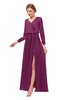 ColsBM Carey Raspberry Radiance Bridesmaid Dresses Long Sleeve A-line Glamorous Split-Front Floor Length V-neck