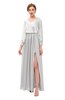 ColsBM Carey Silver Gray Bridesmaid Dresses Long Sleeve A-line Glamorous Split-Front Floor Length V-neck