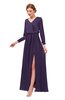 ColsBM Carey Violet Bridesmaid Dresses Long Sleeve A-line Glamorous Split-Front Floor Length V-neck