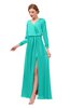 ColsBM Carey Waterfall Bridesmaid Dresses Long Sleeve A-line Glamorous Split-Front Floor Length V-neck