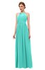 ColsBM Peyton Blue Turquoise Bridesmaid Dresses Pleated Halter Sleeveless Half Backless A-line Glamorous