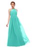 ColsBM Peyton Blue Turquoise Bridesmaid Dresses Pleated Halter Sleeveless Half Backless A-line Glamorous
