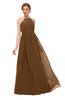 ColsBM Peyton Brown Bridesmaid Dresses Pleated Halter Sleeveless Half Backless A-line Glamorous