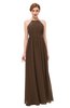 ColsBM Peyton Chocolate Brown Bridesmaid Dresses Pleated Halter Sleeveless Half Backless A-line Glamorous