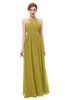 ColsBM Peyton Golden Olive Bridesmaid Dresses Pleated Halter Sleeveless Half Backless A-line Glamorous