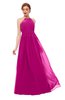 ColsBM Peyton Hot Pink Bridesmaid Dresses Pleated Halter Sleeveless Half Backless A-line Glamorous