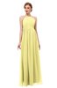 ColsBM Peyton Pastel Yellow Bridesmaid Dresses Pleated Halter Sleeveless Half Backless A-line Glamorous