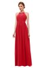 ColsBM Peyton Red Bridesmaid Dresses Pleated Halter Sleeveless Half Backless A-line Glamorous