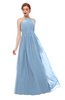 ColsBM Peyton Sky Blue Bridesmaid Dresses Pleated Halter Sleeveless Half Backless A-line Glamorous