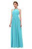 ColsBM Peyton Turquoise Bridesmaid Dresses Pleated Halter Sleeveless Half Backless A-line Glamorous