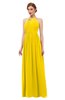 ColsBM Peyton Yellow Bridesmaid Dresses Pleated Halter Sleeveless Half Backless A-line Glamorous