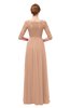 ColsBM Neriah Almost Apricot Bridesmaid Dresses Lace Antique Zipper Boat Floor Length Half Length Sleeve