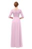 ColsBM Neriah Baby Pink Bridesmaid Dresses Lace Antique Zipper Boat Floor Length Half Length Sleeve