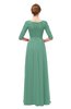 ColsBM Neriah Beryl Green Bridesmaid Dresses Lace Antique Zipper Boat Floor Length Half Length Sleeve