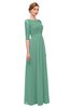 ColsBM Neriah Beryl Green Bridesmaid Dresses Lace Antique Zipper Boat Floor Length Half Length Sleeve