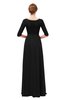 ColsBM Neriah Black Bridesmaid Dresses Lace Antique Zipper Boat Floor Length Half Length Sleeve