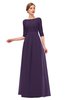 ColsBM Neriah Blackberry Cordial Bridesmaid Dresses Lace Antique Zipper Boat Floor Length Half Length Sleeve