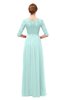 ColsBM Neriah Blue Glass Bridesmaid Dresses Lace Antique Zipper Boat Floor Length Half Length Sleeve