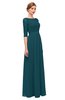 ColsBM Neriah Blue Green Bridesmaid Dresses Lace Antique Zipper Boat Floor Length Half Length Sleeve